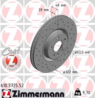 Stabdžių diskas ZIMMERMANN 610.3725.52