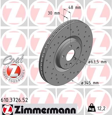 Stabdžių diskas ZIMMERMANN 610.3726.52