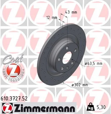 Stabdžių diskas ZIMMERMANN 610.3727.52