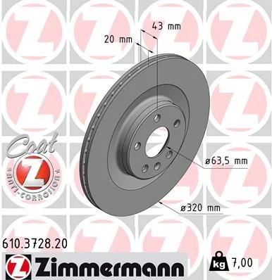 Stabdžių diskas ZIMMERMANN 610.3728.20