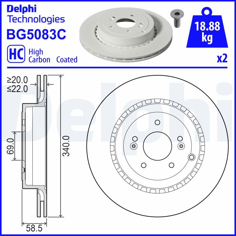 Stabdžių diskas DELPHI BG5083C