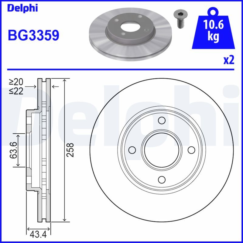 Stabdžių diskas DELPHI BG3359