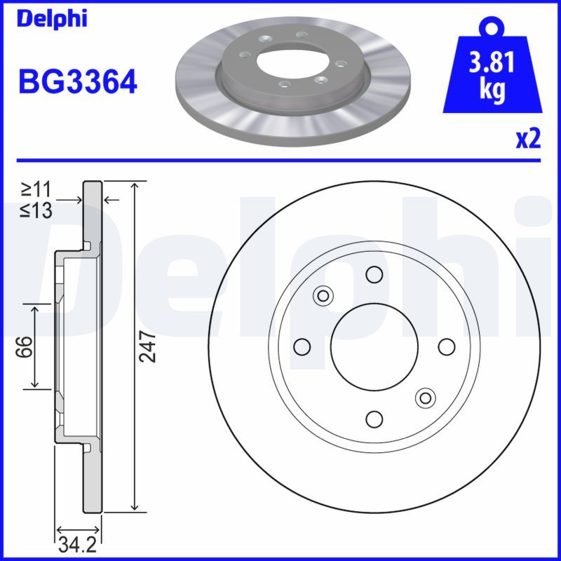 Brake Disc DELPHI BG3364