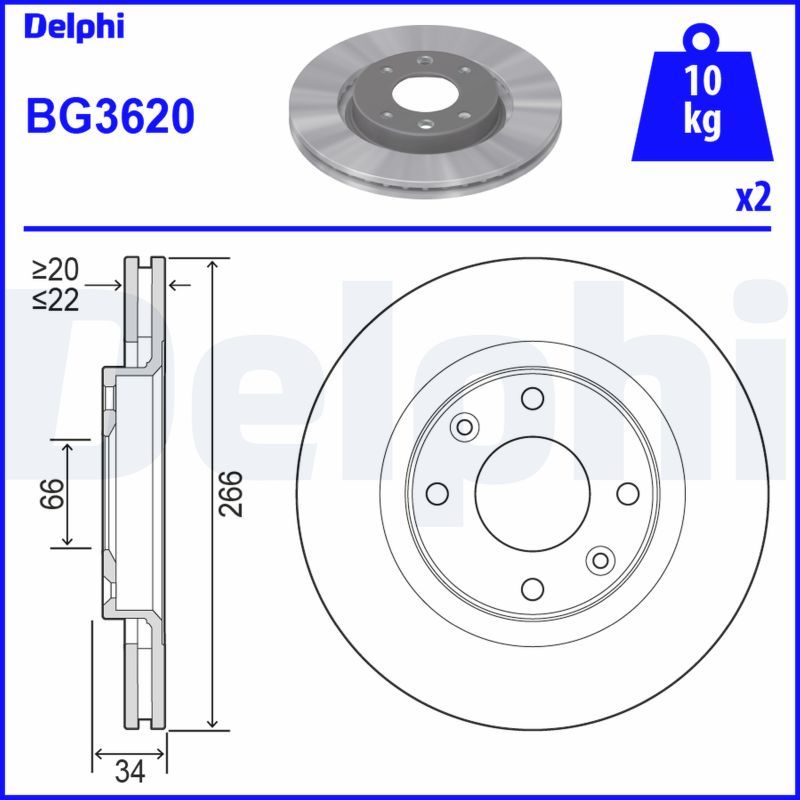 Brake Disc DELPHI BG3620