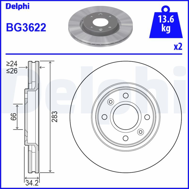 Гальмівний диск DELPHI BG3622