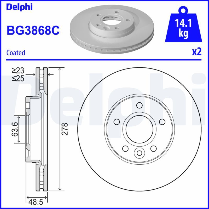 Гальмівний диск DELPHI BG3868C