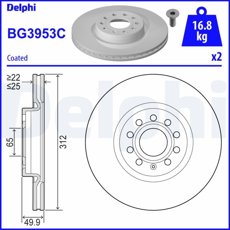 Brake Disc DELPHI BG3953C