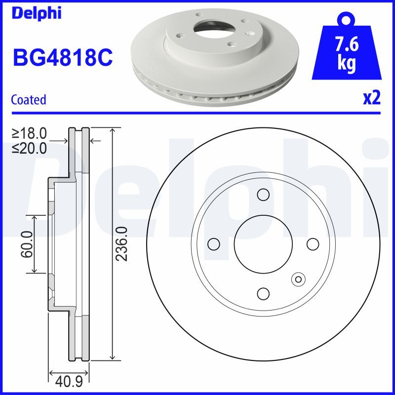 Гальмівний диск DELPHI BG4818C