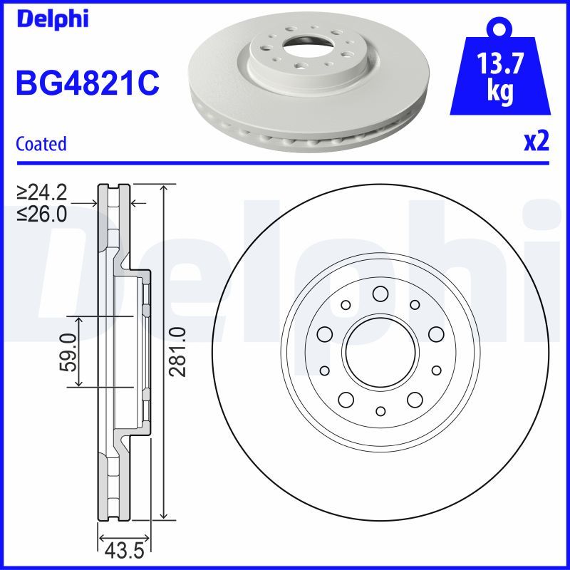 Brake Disc DELPHI BG4821C