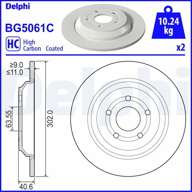 Гальмівний диск DELPHI BG5061C