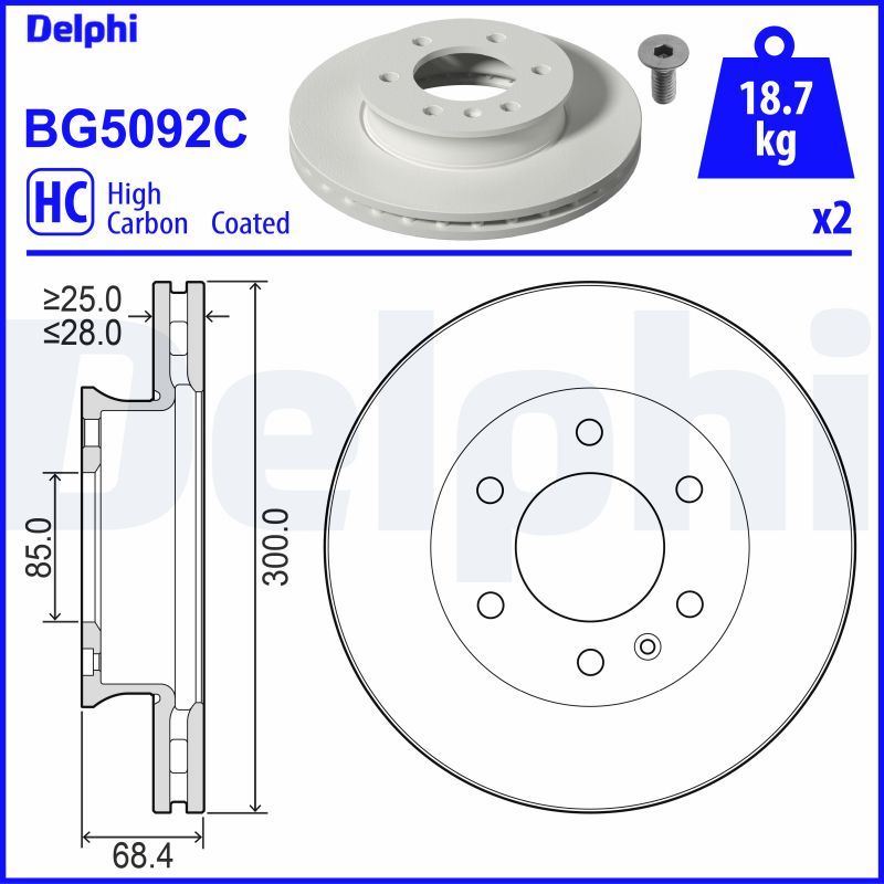 Гальмівний диск DELPHI BG5092C