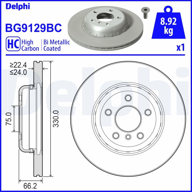 Гальмівний диск DELPHI BG9129BC