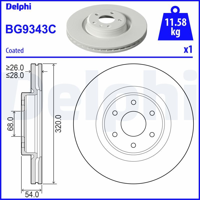 Stabdžių diskas DELPHI BG9343C