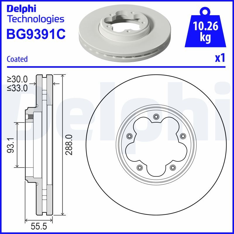 Brake Disc DELPHI BG9391C