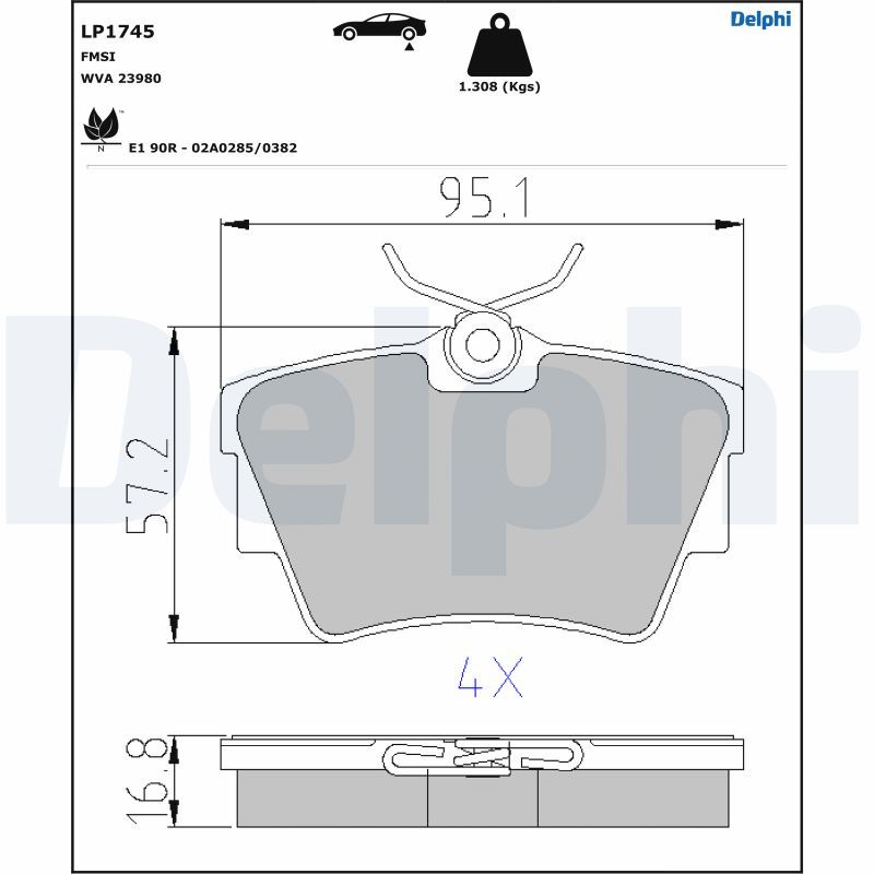 Brake Pad Set, disc brake DELPHI LP1745