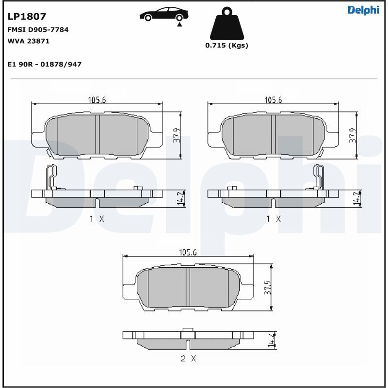 Brake Pad Set, disc brake DELPHI LP1807