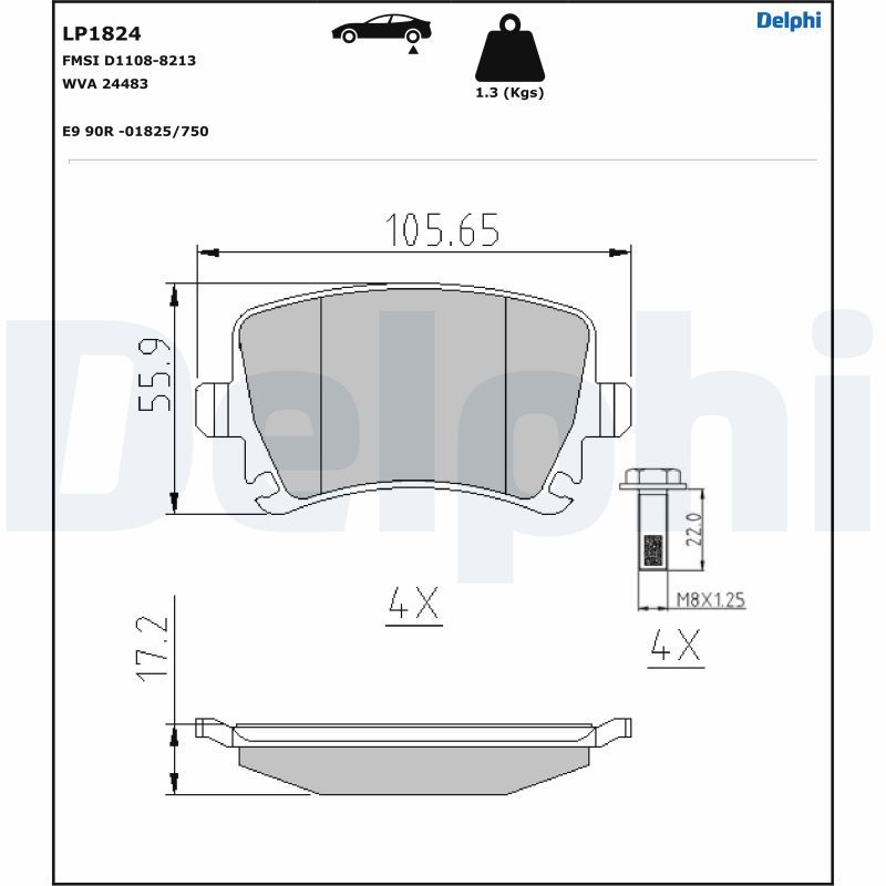 Brake Pad Set, disc brake DELPHI LP1824