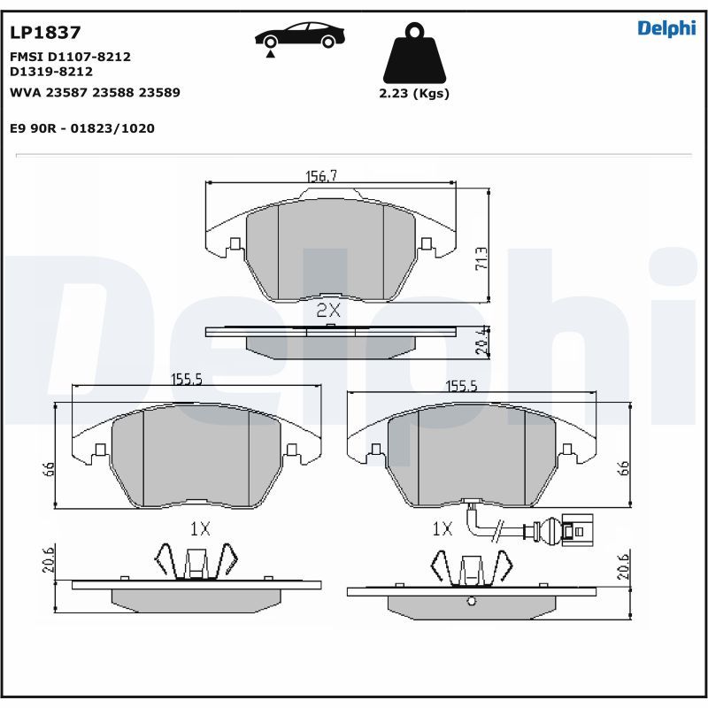 Brake Pad Set, disc brake DELPHI LP1837