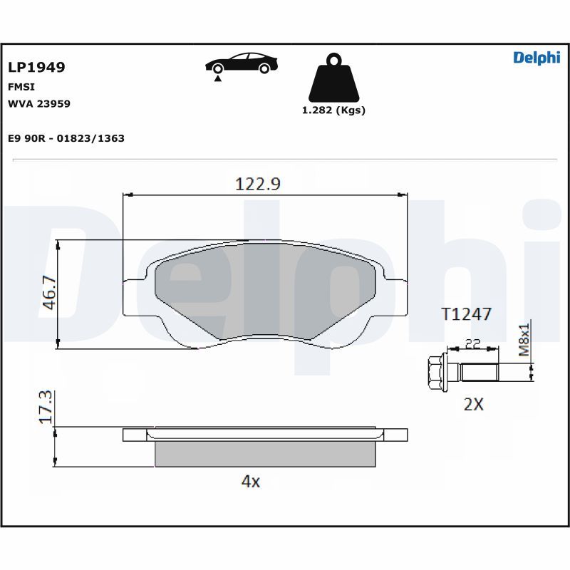 Brake Pad Set, disc brake DELPHI LP1949