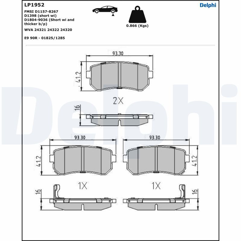 Brake Pad Set, disc brake DELPHI LP1952