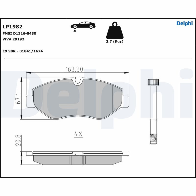 Brake Pad Set, disc brake DELPHI LP1982