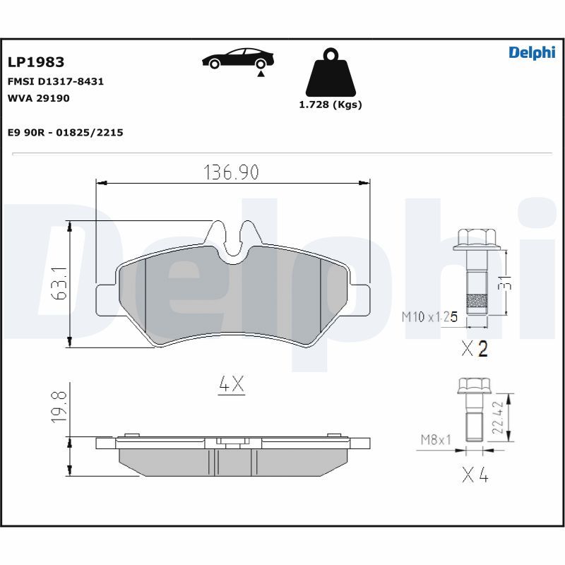 Brake Pad Set, disc brake DELPHI LP1983