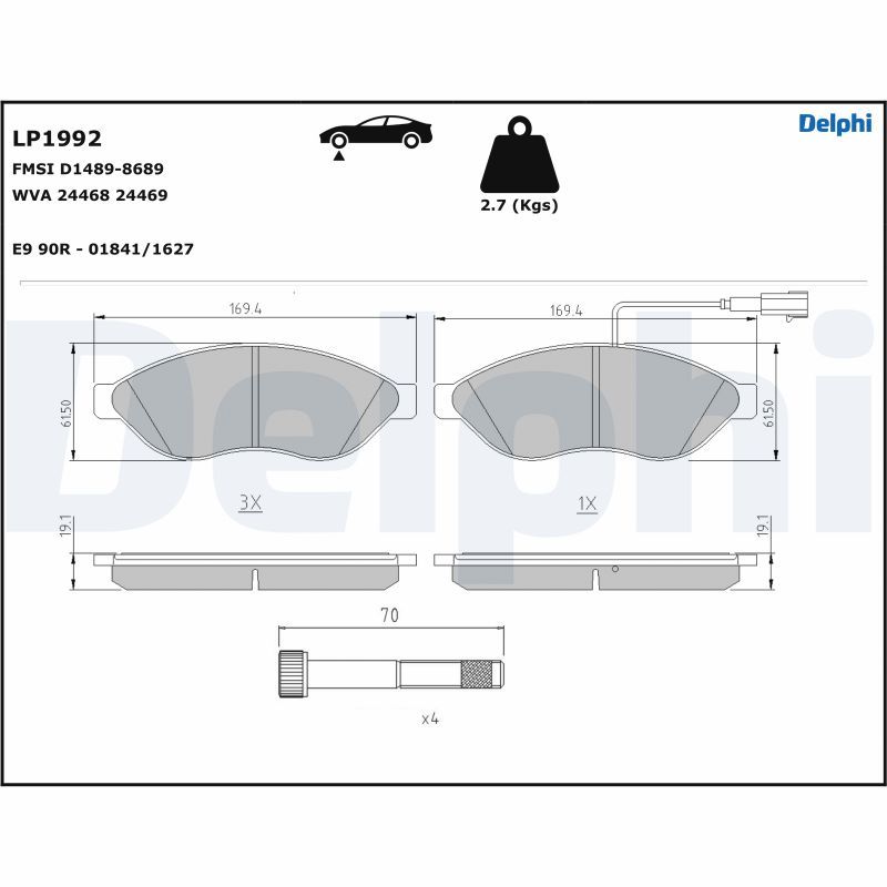 Brake Pad Set, disc brake DELPHI LP1992