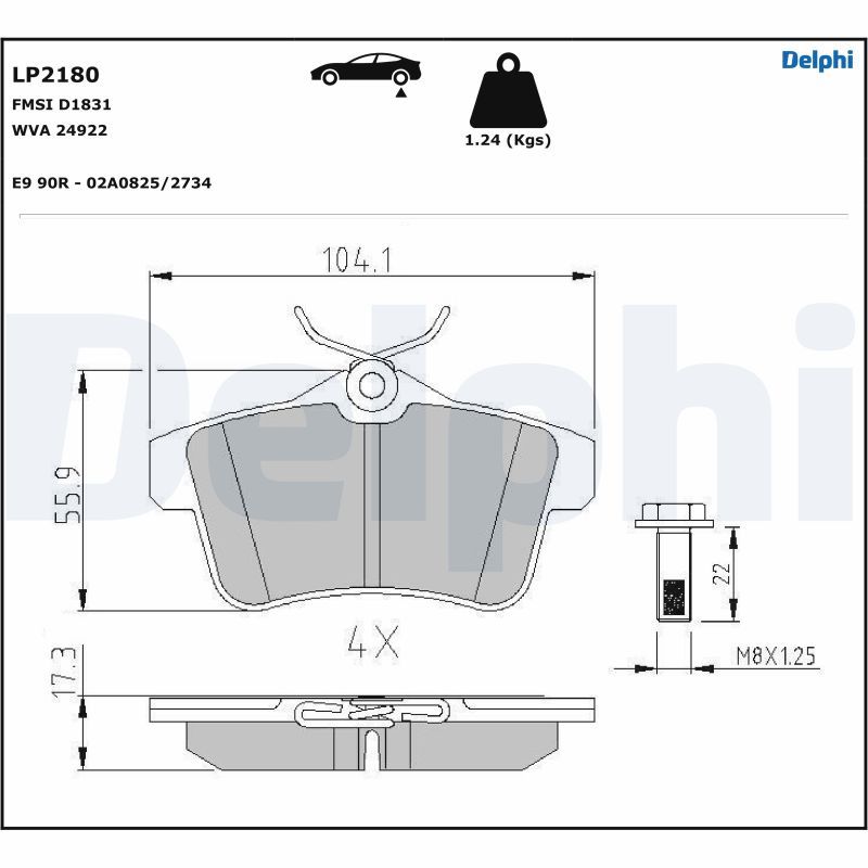 Brake Pad Set, disc brake DELPHI LP2180