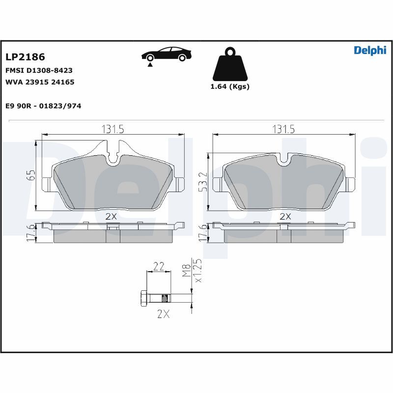 Brake Pad Set, disc brake DELPHI LP2186