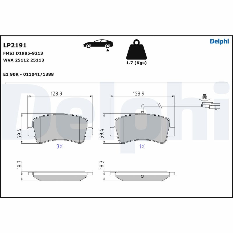 Brake Pad Set, disc brake DELPHI LP2191