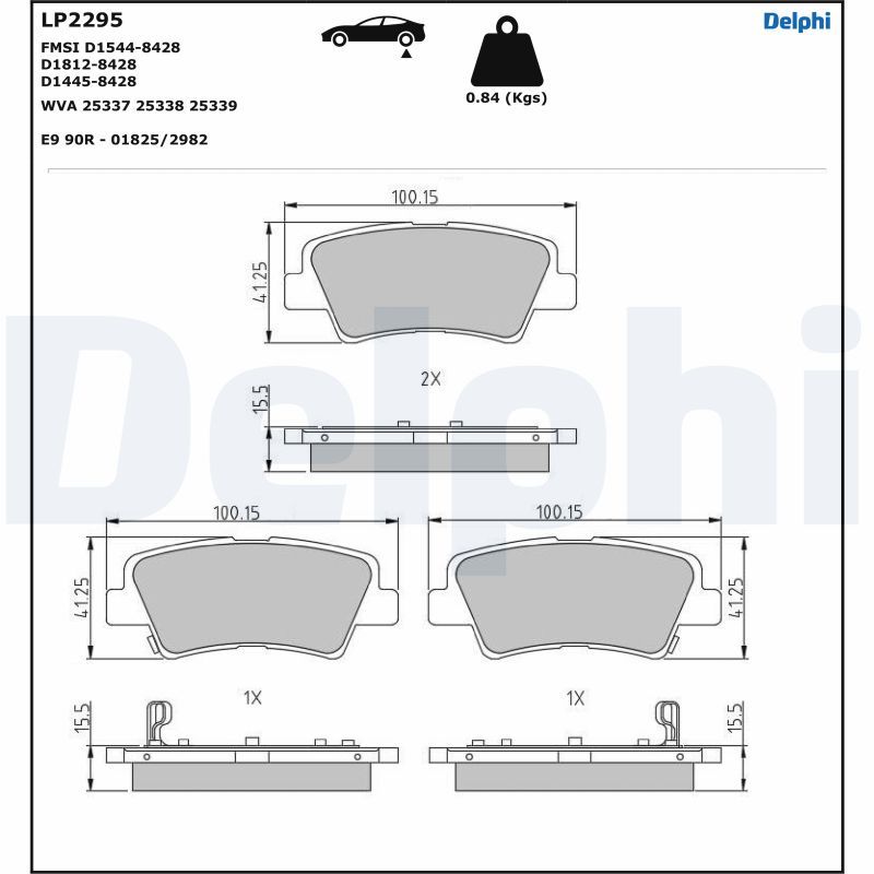 Brake Pad Set, disc brake DELPHI LP2295