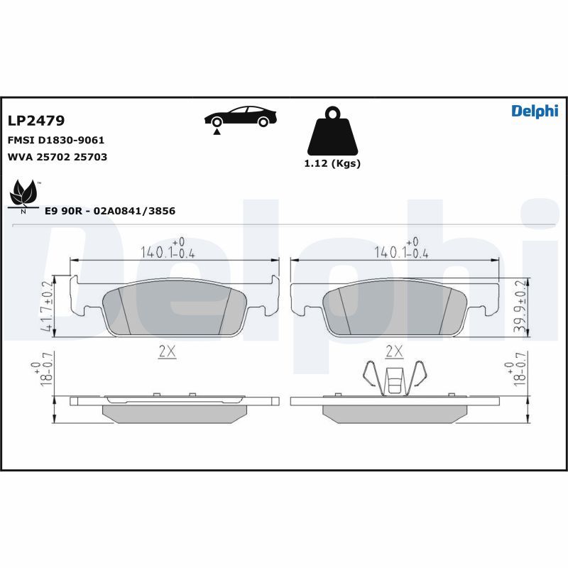 Brake Pad Set, disc brake DELPHI LP2479