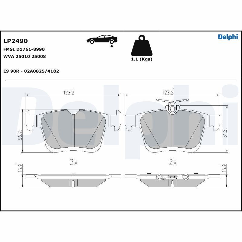 Brake Pad Set, disc brake DELPHI LP2490