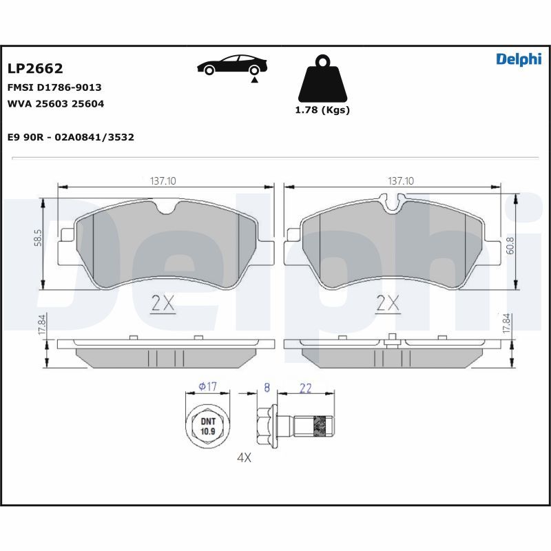 Brake Pad Set, disc brake DELPHI LP2662