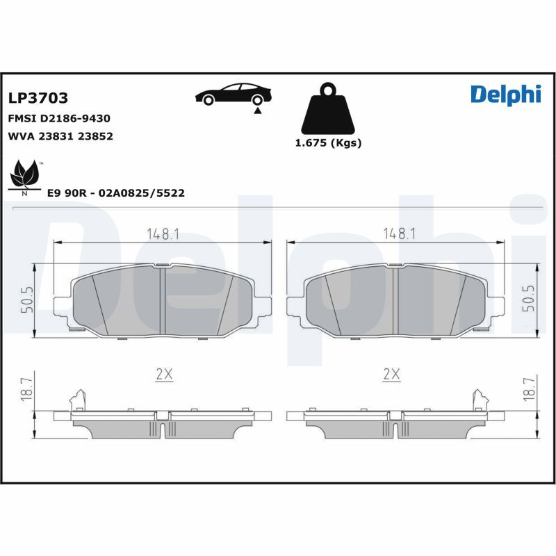 Brake Pad Set, disc brake DELPHI LP3703