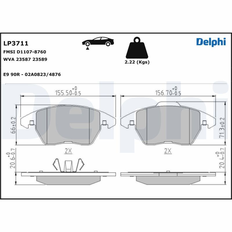 Brake Pad Set, disc brake DELPHI LP3711