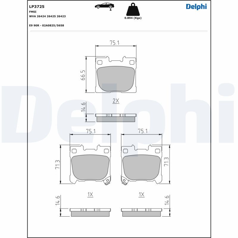 Brake Pad Set, disc brake DELPHI LP3725