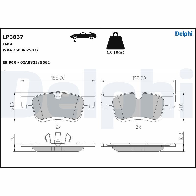 Brake Pad Set, disc brake DELPHI LP3837