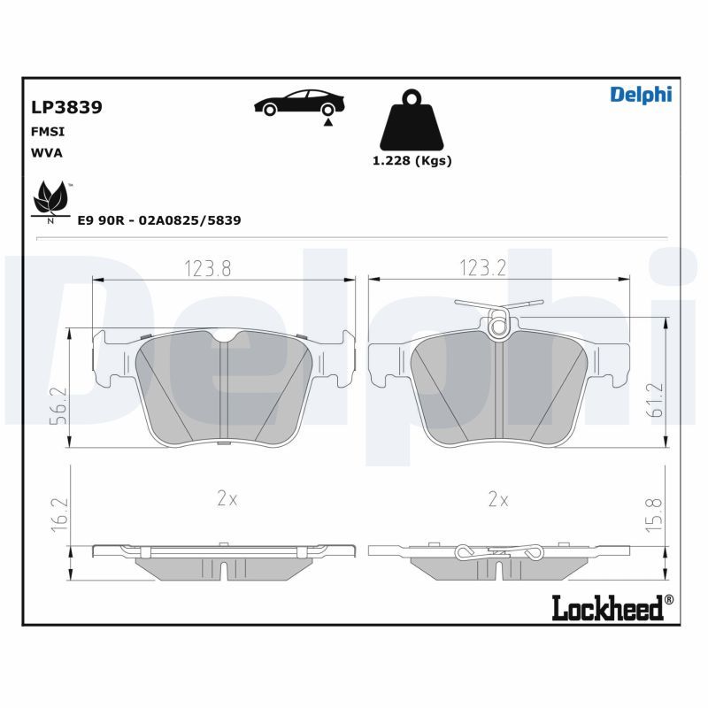 Brake Pad Set, disc brake DELPHI LP3839