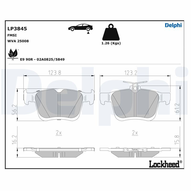 Brake Pad Set, disc brake DELPHI LP3845