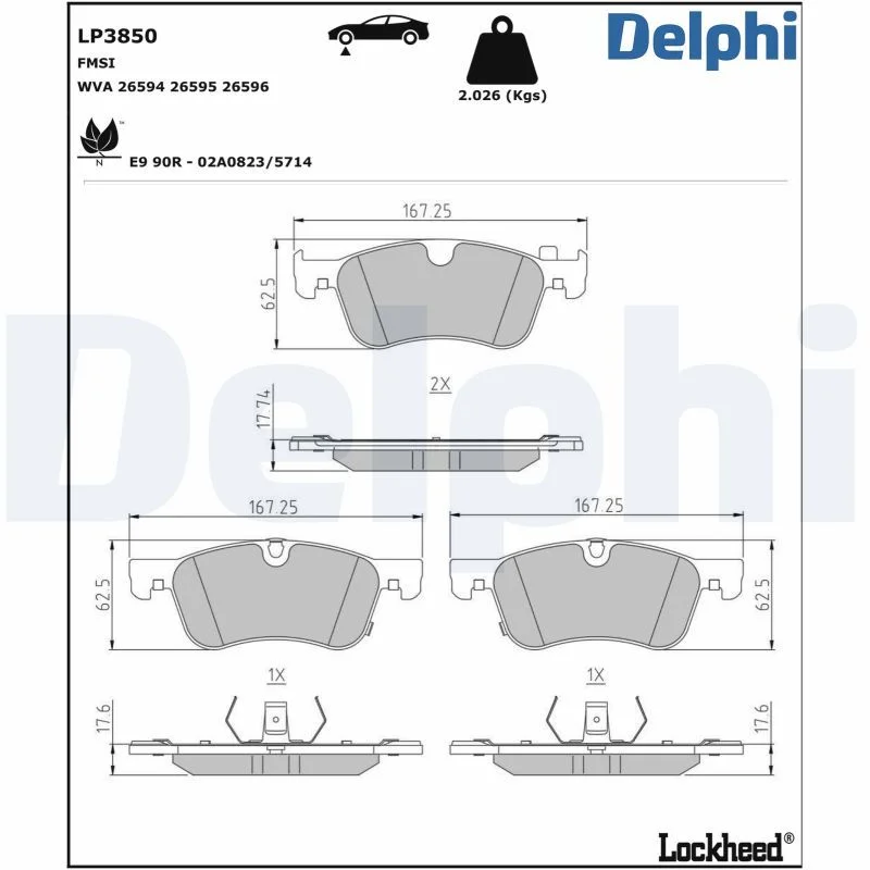 Brake Pad Set, disc brake DELPHI LP3850