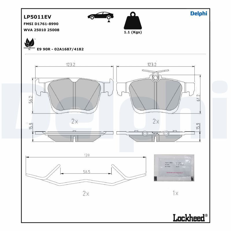 Brake Pad Set, disc brake DELPHI LP5011EV