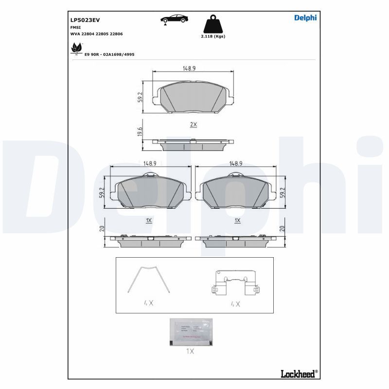 Brake Pad Set, disc brake DELPHI LP5023EV