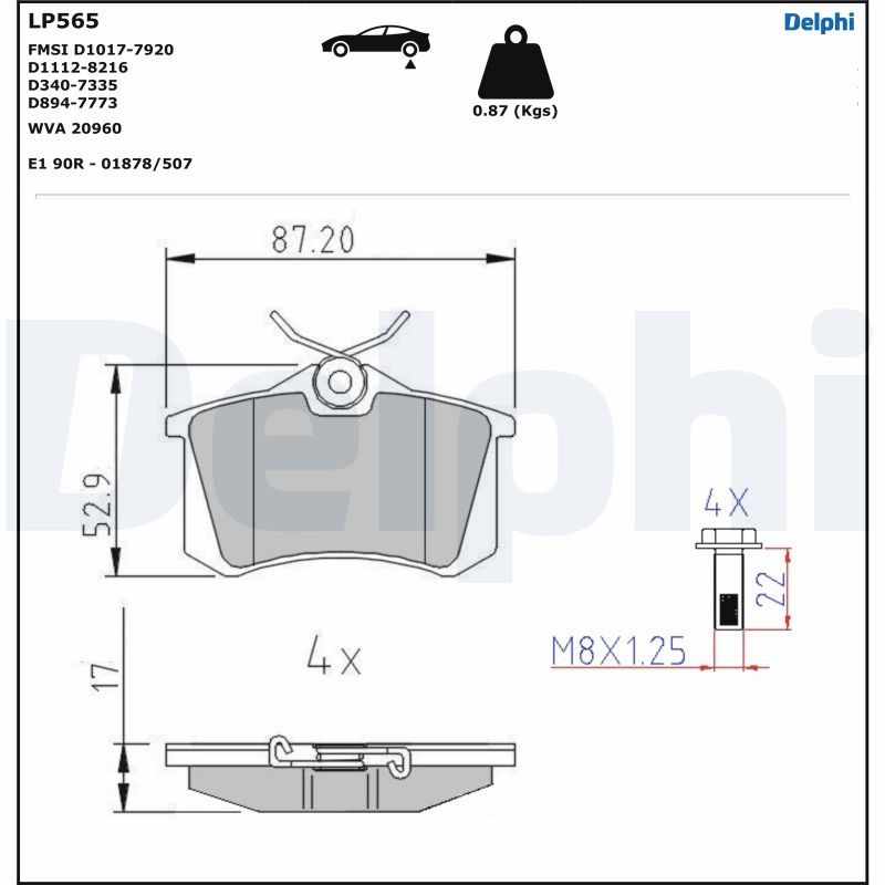 Brake Pad Set, disc brake DELPHI LP565