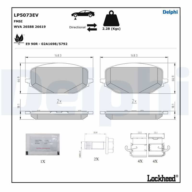 Brake Pad Set, disc brake DELPHI LP5073EV