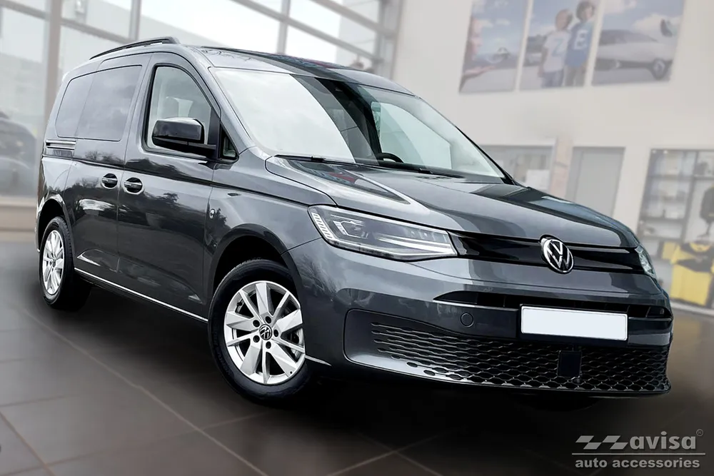 Door Sills Blue '' E-Power '' (2Pcs) VOLKSWAGEN CADDY V (SB) 2020-> / VOLKSWAGEN CADDY CARGO V (SB ) furgon 2020-> (black mirror) AVISA 2/22258
