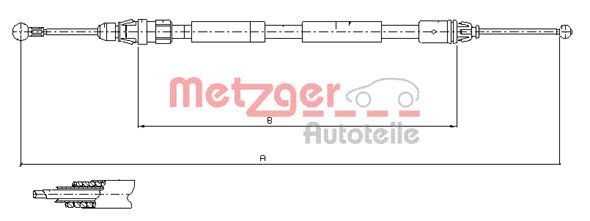 Cable Pull, parking brake METZGER 11.6807