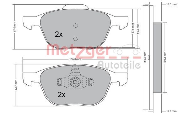 Brake Pad Set, disc brake METZGER 1170008