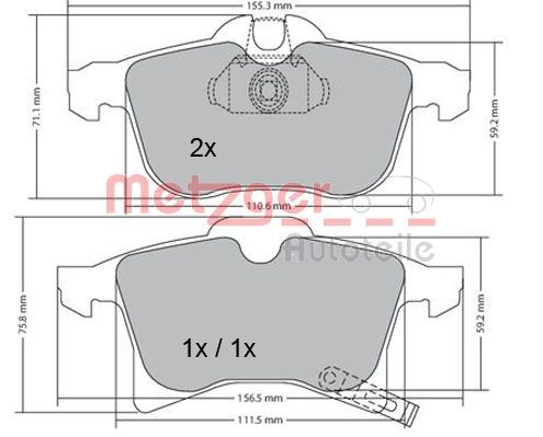 Brake Pad Set, disc brake METZGER 1170010