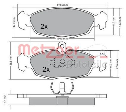 Brake Pad Set, disc brake METZGER 1170015